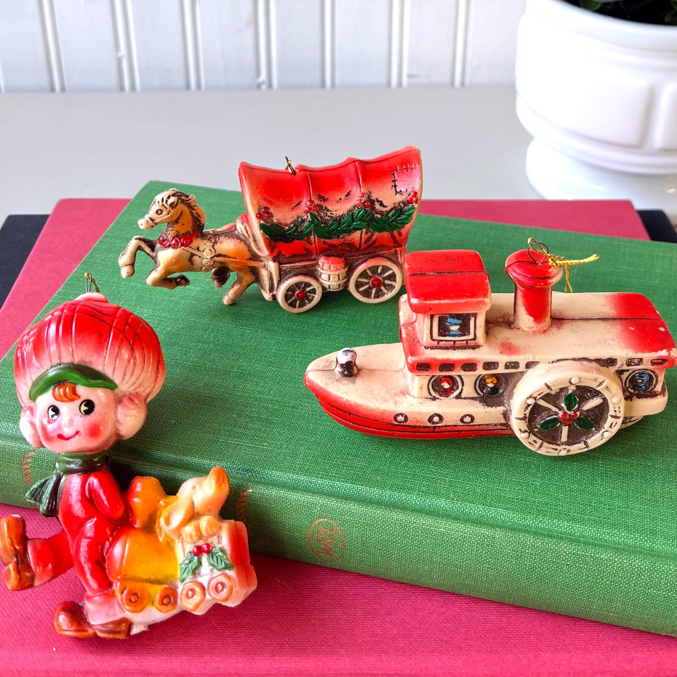 Vintage 1960s Japan Christmas Ornaments, Set of 3, MCM Mid Century