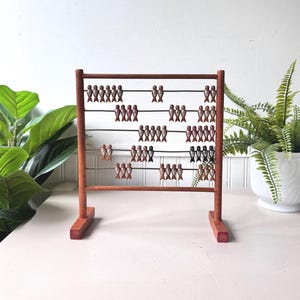 RARE Antique 1930s Wooden Bird Abacus, MCM Hand-Painted Child’s Counting Frame with Swallow Beads, Educational Toy