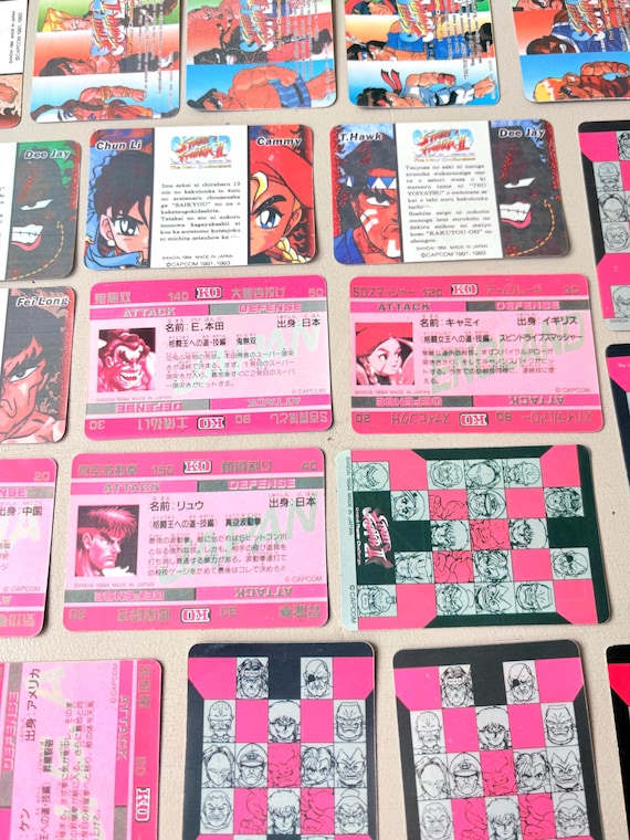 Street Fighter II 1990s Prism Card Lot of 22, Vintage 1994 Bandai