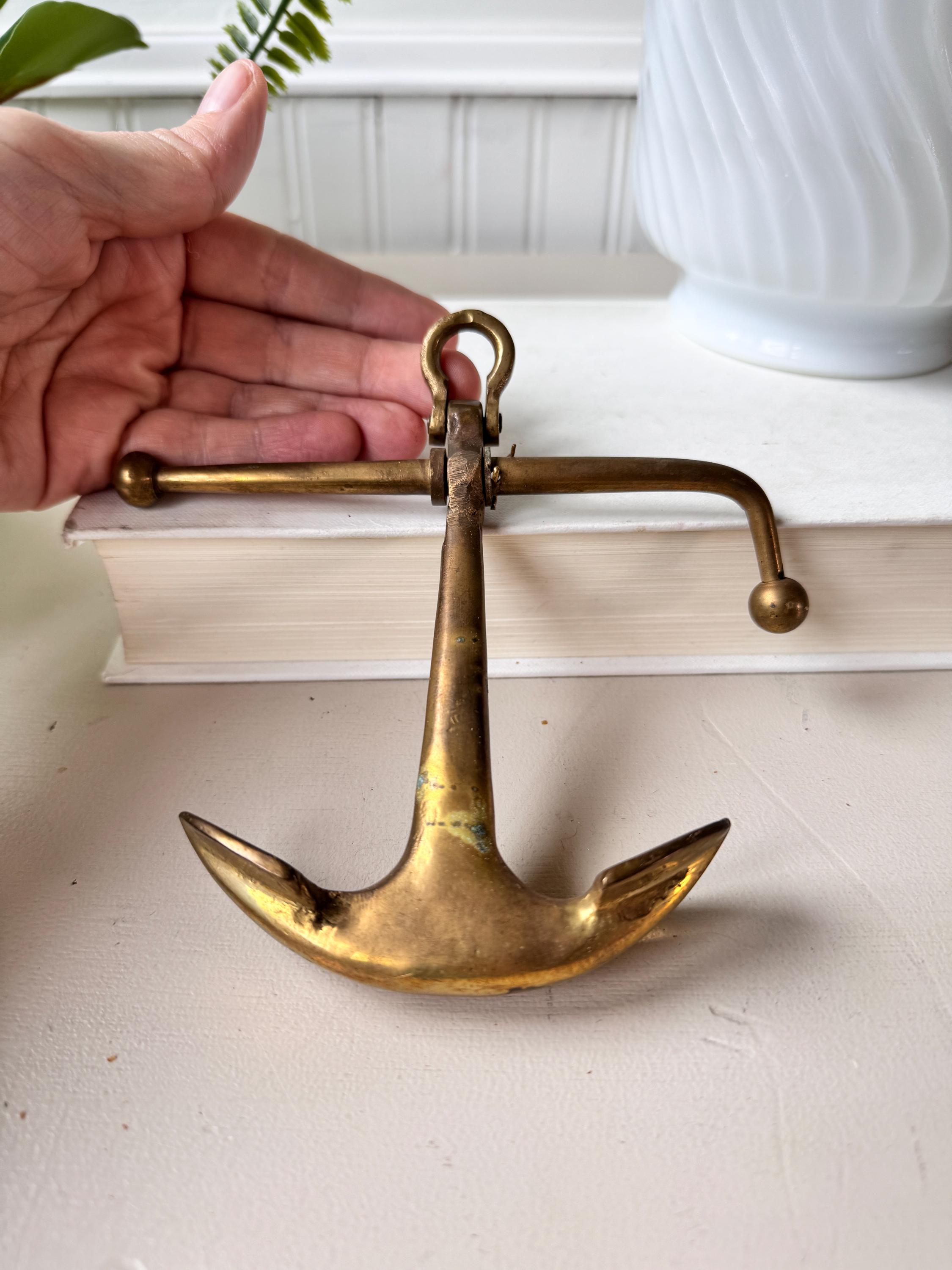 Vintage 1960s Brass Anchor Door Knocker, Nautical MCM Mid Century