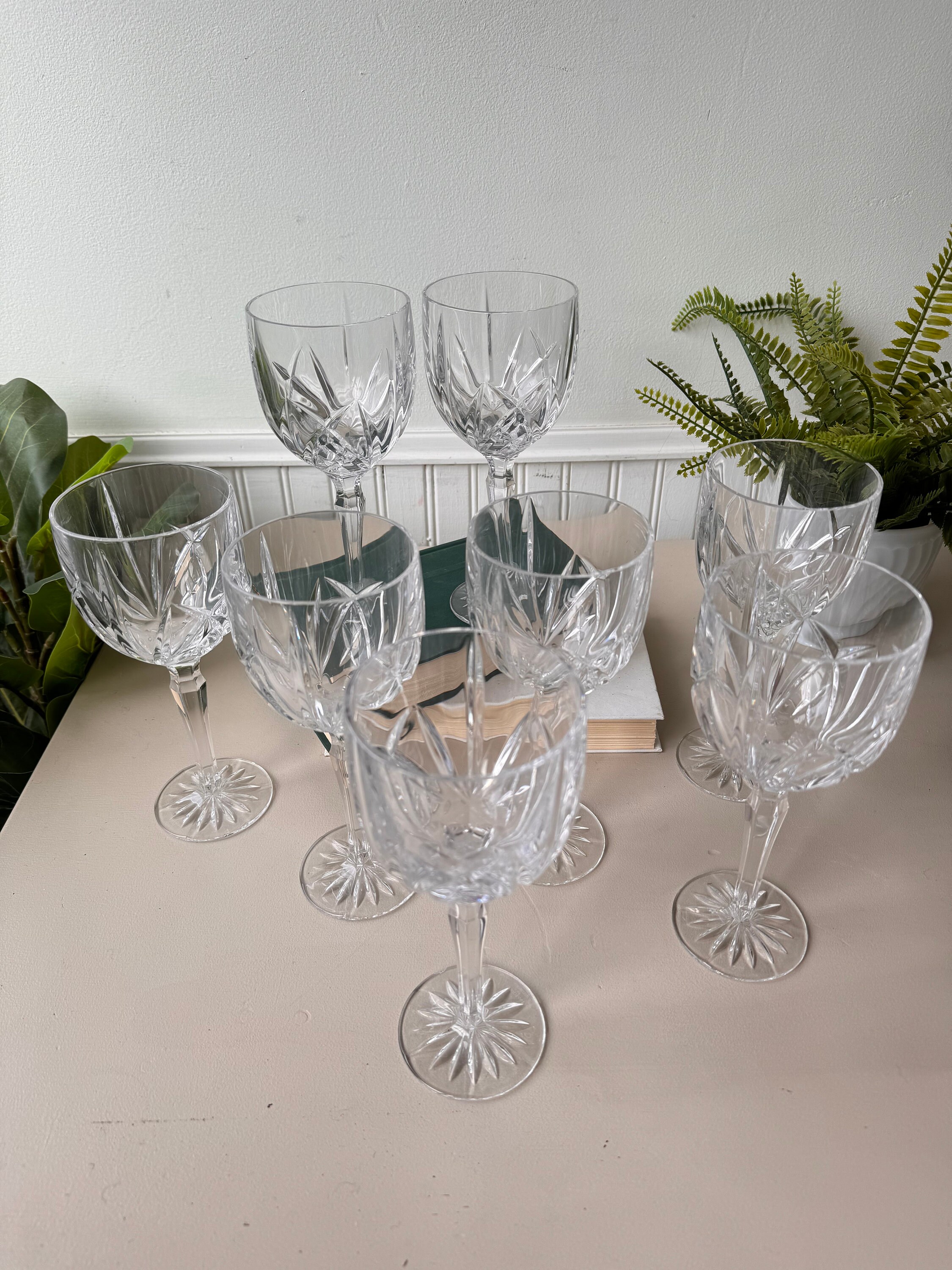 Vintage Waterford Crystal 12ox Goblets, Set of 8, Marquis Marked, Large Wine Glasses, Crystal