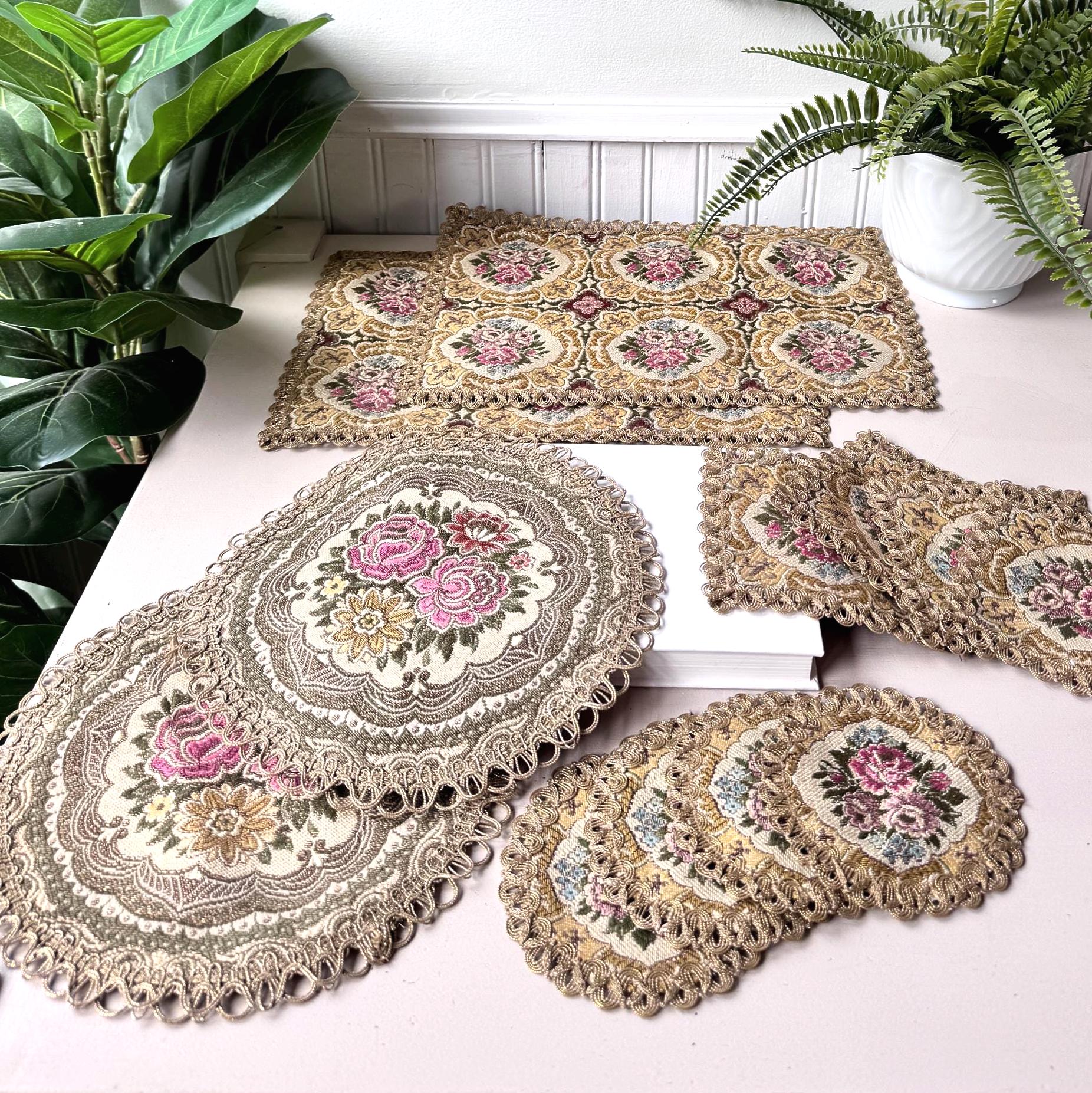 ヴィンテージ 1960年代 西ドイツ刺繍タペストリー ドイリー 12枚セット 