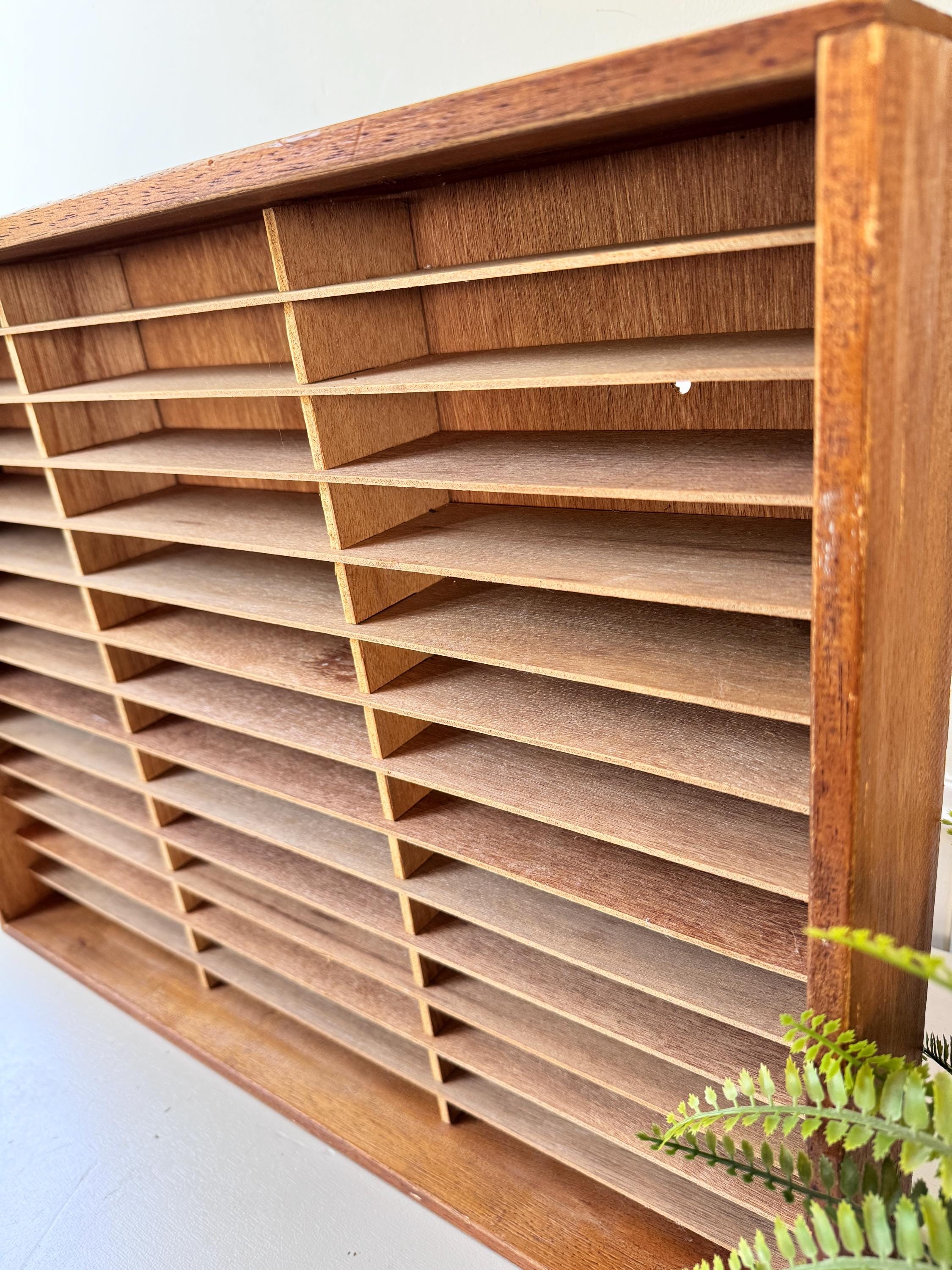 Vintage 1960s Wooden Printer Tray Display Shelf, MCM Mid Century