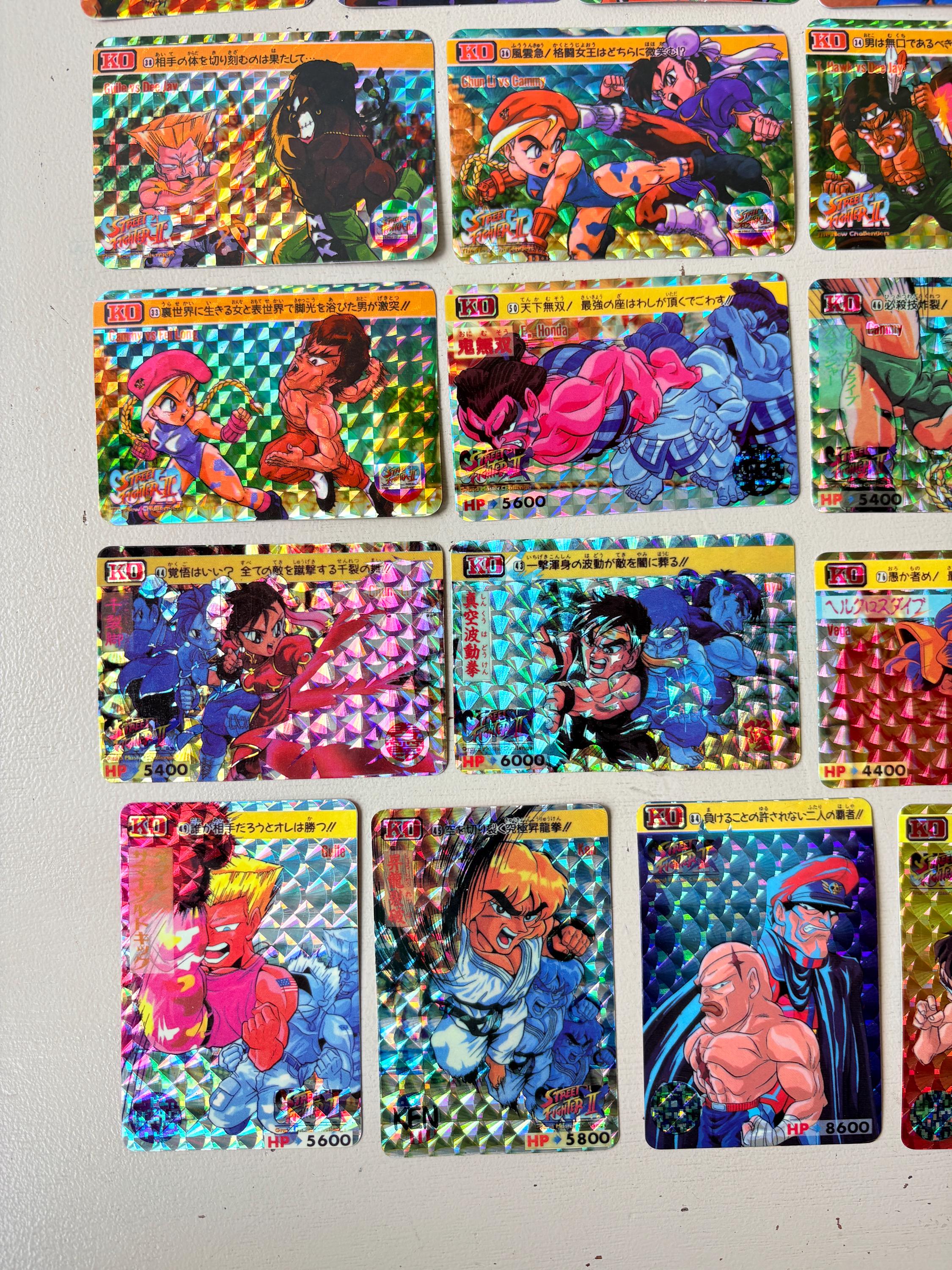 Street Fighter II 1990s Prism Card Lot of 22, Vintage 1994 Bandai