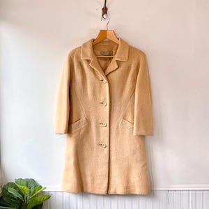 Manteau en tweed Simpson St Regis vintage des années 1960, veste longue MCM Mid-Century