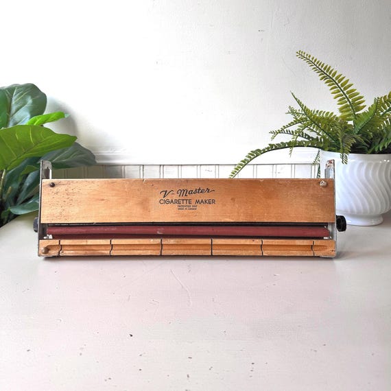 cigarette rolling tool Vintage 1940s V Master Cigarette Maker Industrial Wood Rolling Machine, MCM  Mid Century Tobacco Tool