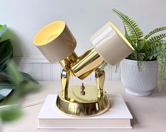 Double Brass Wall Sconce, Vintage 1970s MCM Mid Century Adjustable Twin Light Fixture, Retro Lighting