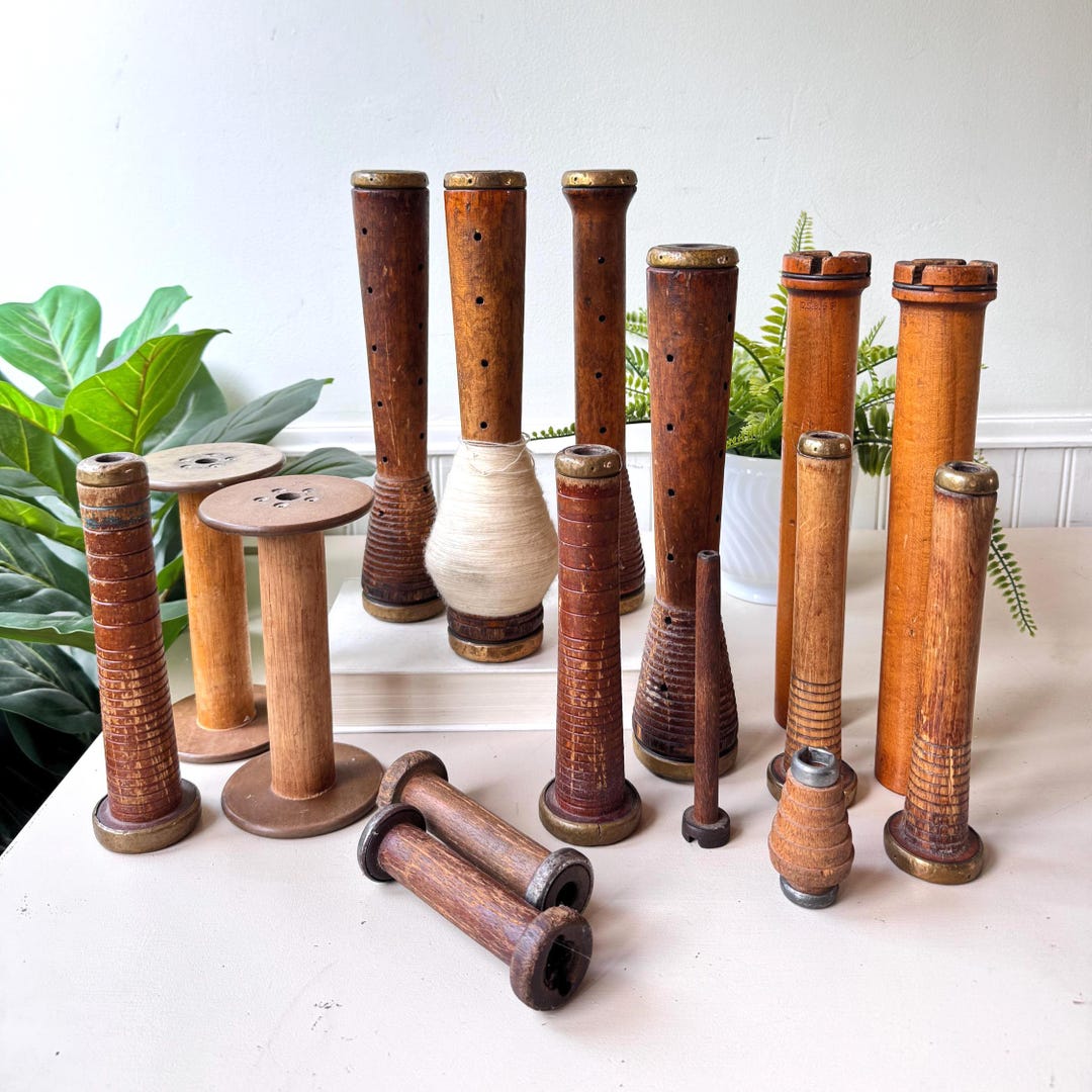 Vintage 1930s Wooden Textile Spools, Set of 16, MCM Mid Century ...