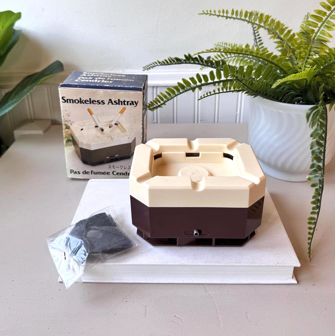Vintage 1980s Smokeless Ashtray With Original Box, Retro Electric
