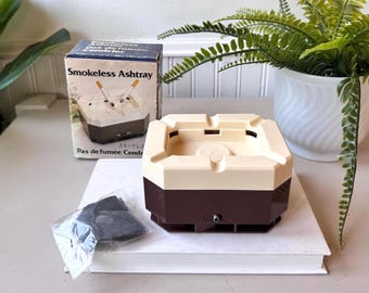 Vintage 1980s Smokeless Ashtray With Original Box, Retro Electric