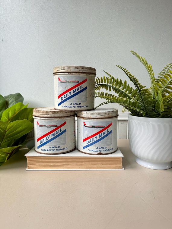 Vintage 1950s Tobacco Daily Mail Tins, Set of 3, 65 Cents, Canada, MCM Mid  Century Cans, Antique Tobacco Tins, Midcentury Home Decor