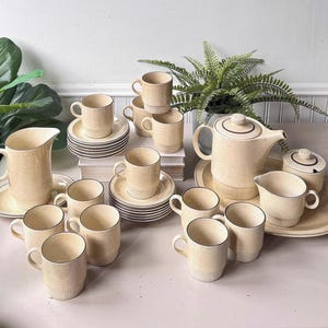Juego de 30 piezas de café y té de cerámica Poole Broadstone, cerámica vintage de mediados de siglo MCM, década de 1970, Inglaterra