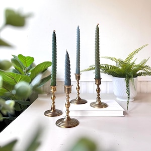 Vintage 1970s Brass Candlestick Holders, Set of 4, MCM Mid Century Taper Candle Stick Holders,  Brass Candle Holders, Tabletop Decor