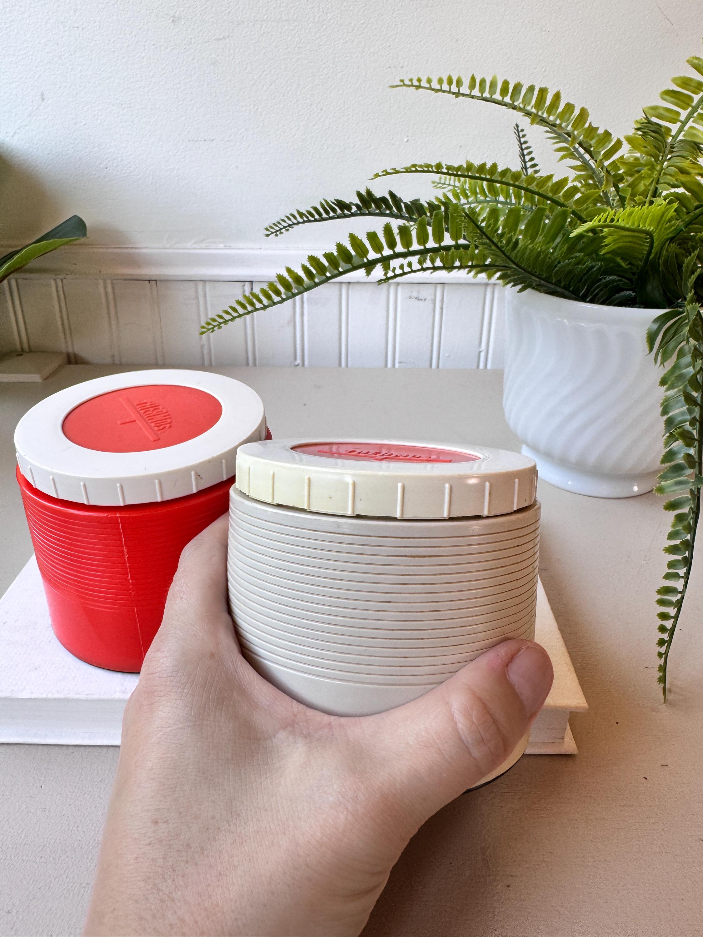 Vintage 1970s Thermos Insulated Food Jar Set of 2, MCM Mid Century 