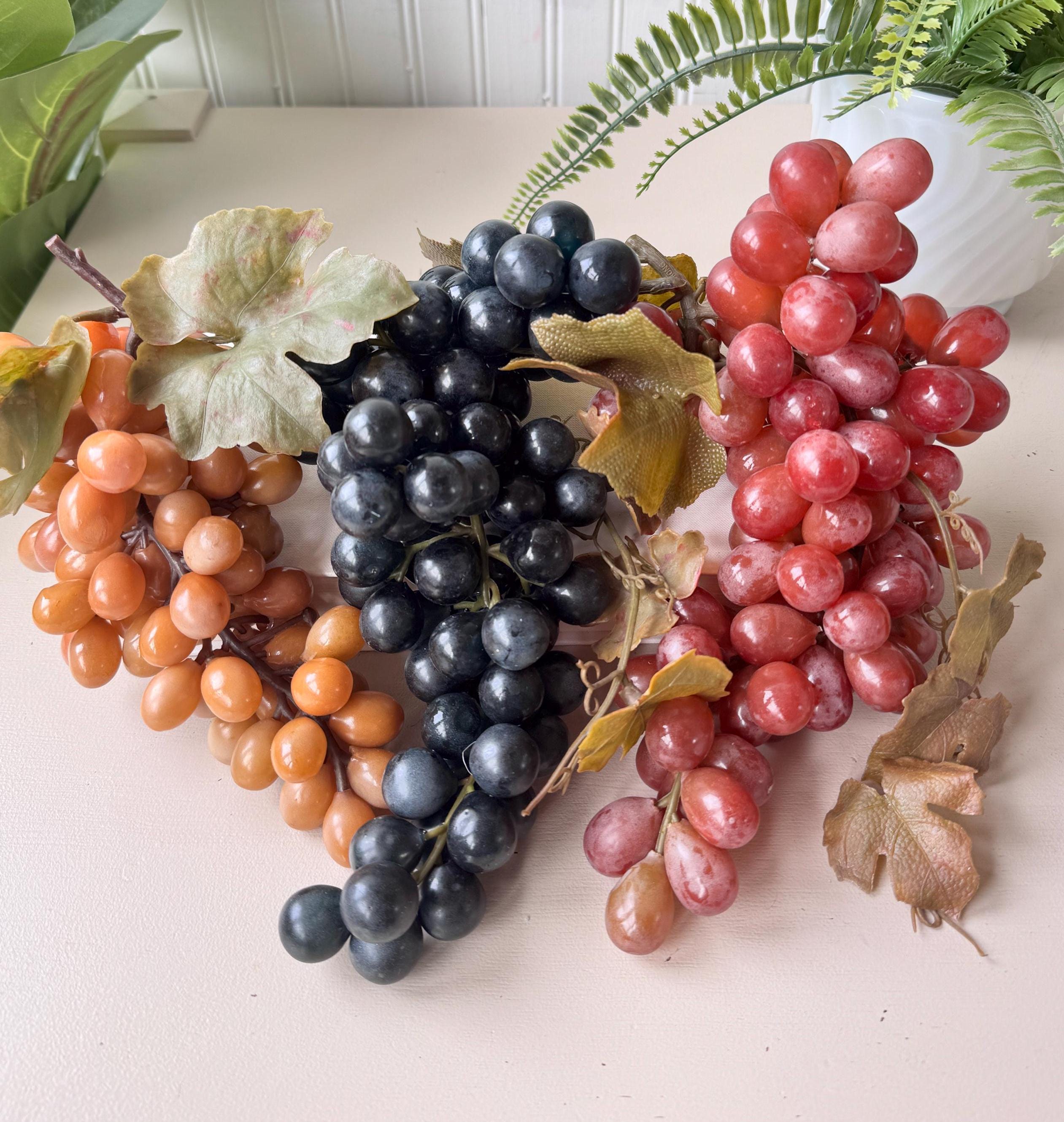 Vintage 1950s Rubber Grape Cluster Trio, MCM Mid Century Faux
