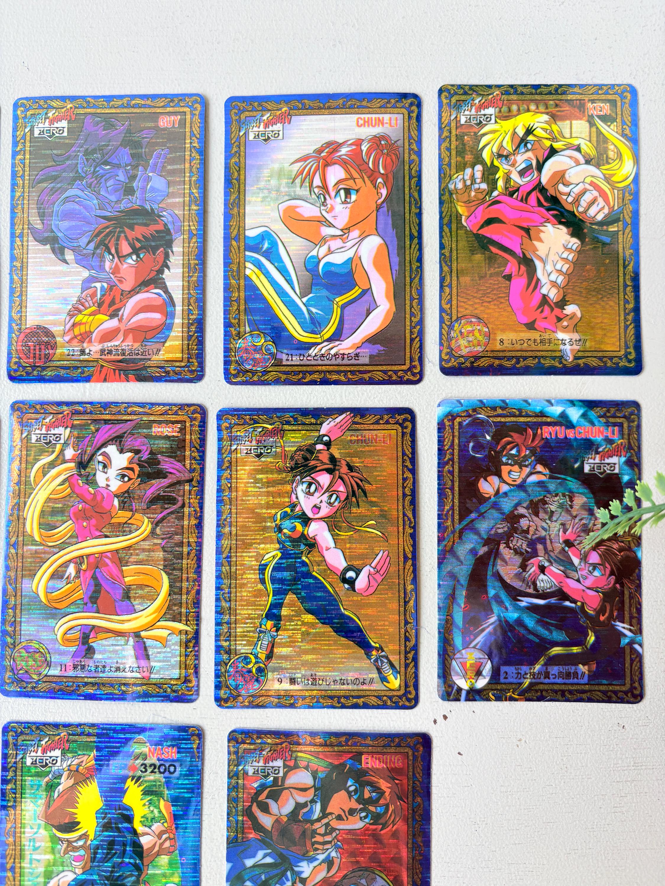 Street Fighter II 1990s Prism Card Lot of 21, Vintage 1996 Bandai