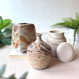 Studiokeramikvasen, Vintage-Krug aus den 1970er Jahren im Mid-Century-Stil von Barb Murphy, brutalistische Jat-Vase