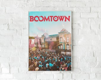 Boomtown Poster, Festival Print, Drum and Bass, Electronic Music, Illustration, Print, Digital, UK Artist, D and B, Music Festival Poster