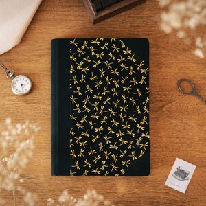 Elegant Journal Covered with Lokta Paper, Black and Gold Notebook, Dotted Journal, Aesthetic Notebook, Hardcover, Lined, Blank, Dot