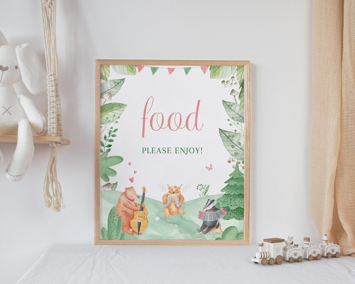 Baby Shower Food Sign Woodland Food Sign Printable Food Etsy