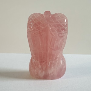 Rose Quartz Angel Carving, Polished Crystal Figurine