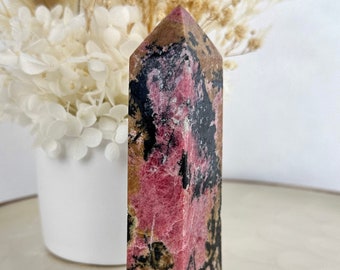 Rhodonite Obelisk - Pink Crystal Healing Tower