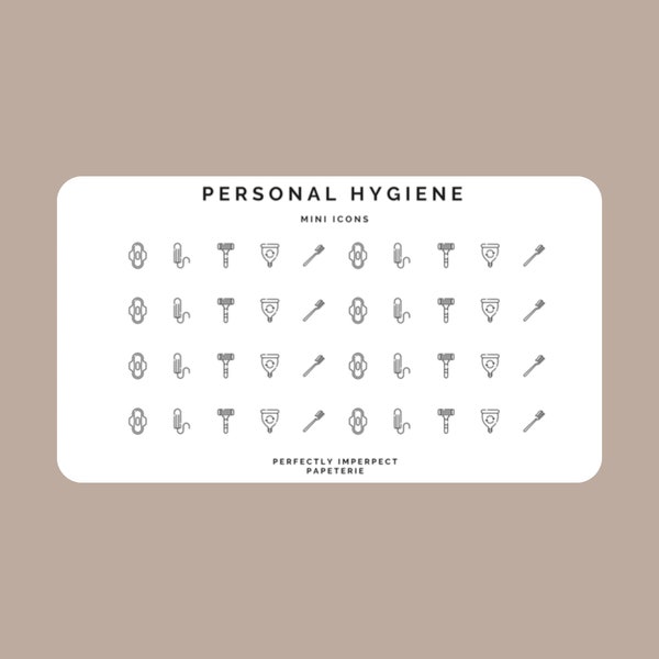 PERSONAL HYGIENE / SELFCARE - Mini Circle Icons | Finance Planner Stickers | Minimal & Functional Planner Stickers | Bullet Journal