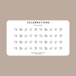 CELEBRACIONES / FIESTA - Mini Circle Icons / Finance Planner Stickers / Minimal & Functional Planner Stickers / Bullet Journal