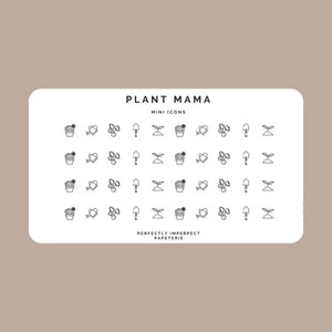 PLANT MAMA / JARDINAGE - Mini Circle Icons | Autocollants de planificateur financier | Autocollants de planificateur minimal et fonctionnel | Bullet Journal