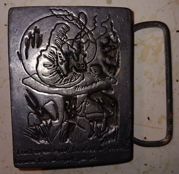 Alice In Wonderland Belt Buckle Vintage 1974 Bras… - image 4