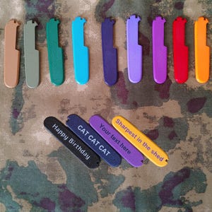 Plus Scales - Swiss army knife 91mm scales with pen slot, 3D printed, Plus Scales - unique gift - customisable text - for Victorinox