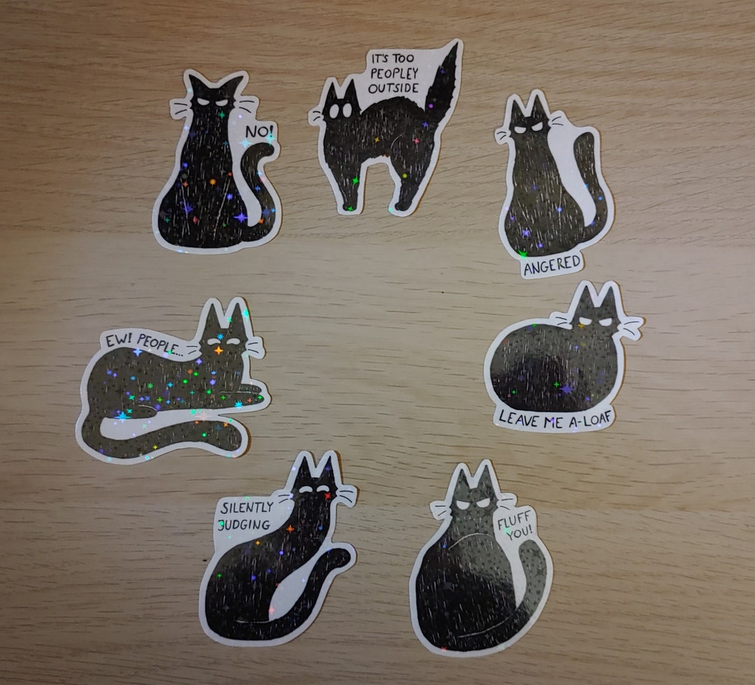 Introverted Cats - Starry Holo Stickers - Individually or in a Set - Etsy