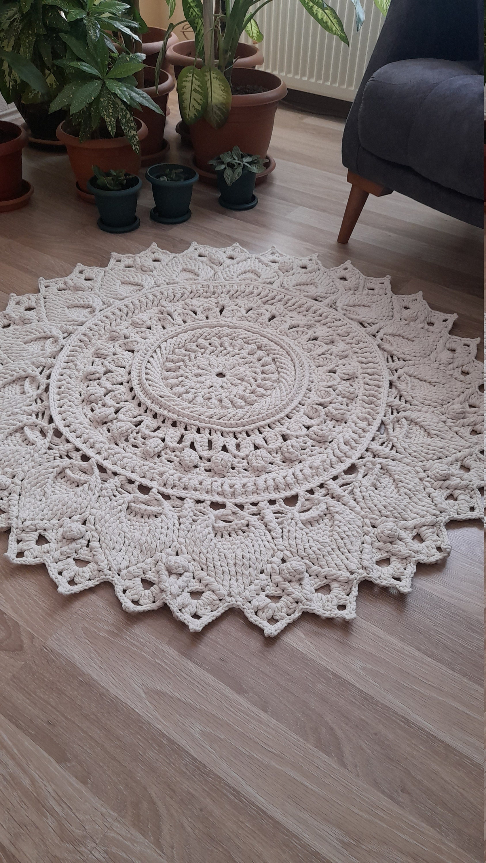White Crochet Rug Etsy