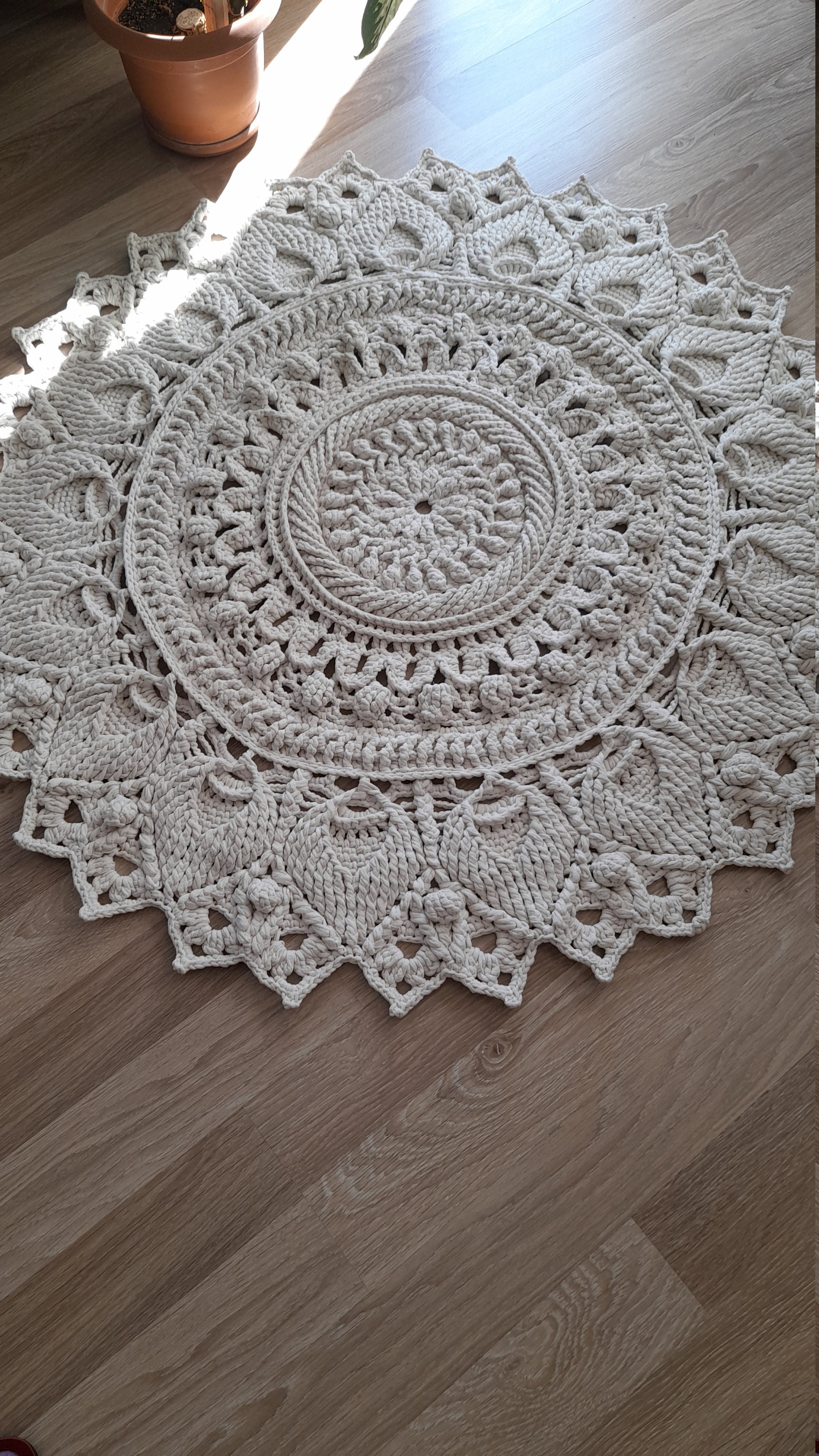 White Crochet Rug Etsy