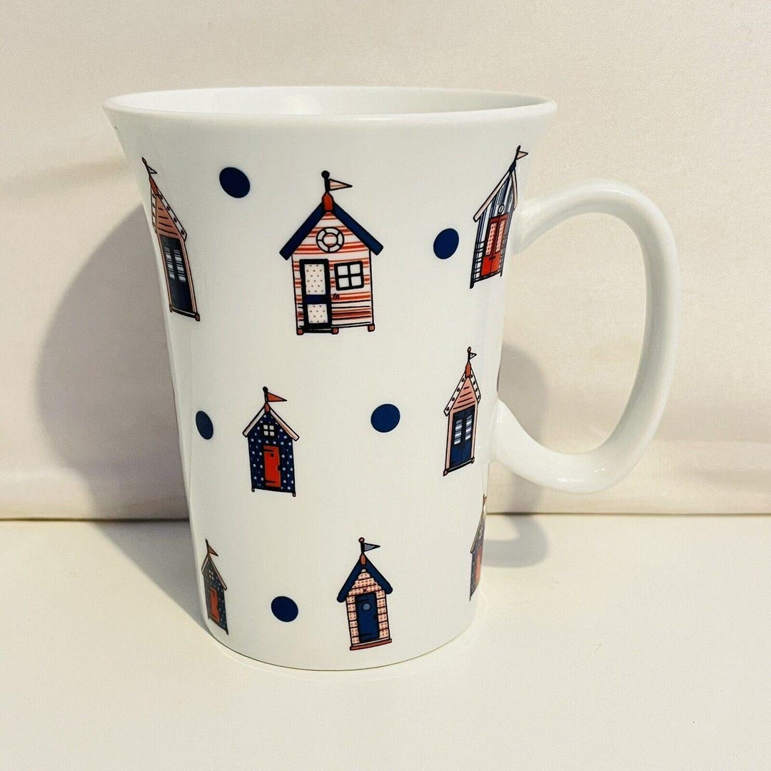 Arthur Wood Nostalgia All Over Beach Huts Tall Latte Mug Cup Porcelain ...