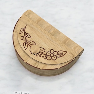 Pochette en bois découpée au laser Sac à main Glowforge Svg Pochette Cricut Svg Cnc modèle vectoriel sac à main sac à main Dxf