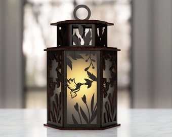 Hummingbird Tree Luminary SVG Candle Holder Tealight Lamp Night Light Forest Scene Lantern *Digital Download **