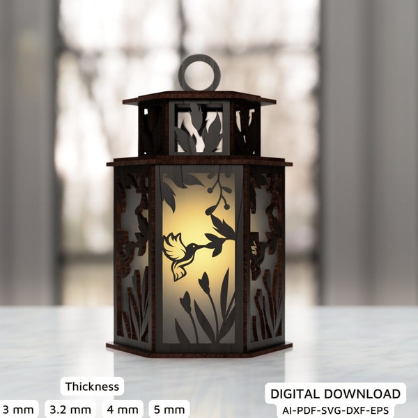 Hummingbird Tree Luminary SVG Candle Holder Tealight Lamp Night Light Forest Scene Lantern *Digital Download **