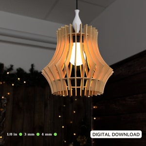 Round Oval Wood Pendant Light Chandelier Lamp Lampshade Plywood Digital Download | SVG, DXF, AI*** Digital Download