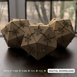 Icosahedron Pattern Wood Triangle Shadow Lamp Tea Lantern Candle Holder Digital Download SVG |#02|