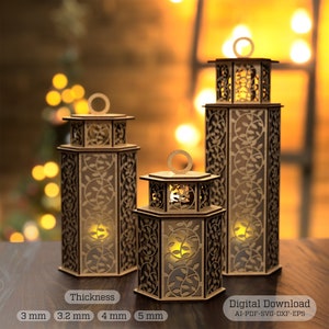 Hölzerne Hochzeitsdekoration Laterne Laser Cut Herzstück Nachtlicht Lampenschirm Tischkerzenhalter SVG * Digital Download **