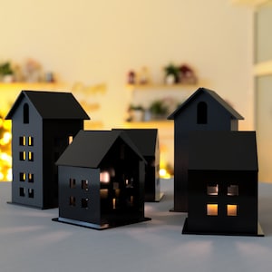 Huis Theelicht Lantaarn Kaarshouder Lasergesneden 2 verschillende maten Lamp hout Votief Cadeau ** Digitale download**