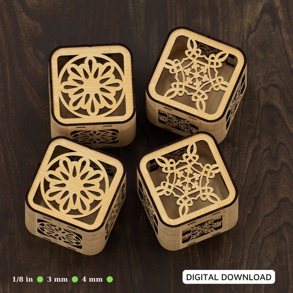 Decorative Wooden Gift Box Laser Cut Jeweler Case Wedding Love Vector Model Glowforge Cut File*** Digital Download