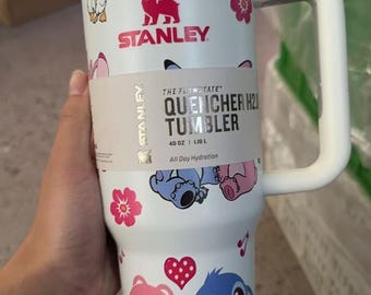 Stitch Tumbler 40oz Cup, Portable Car Mug, Travel Coffee Tumbler, Cute Student Gift Name Engraved 40oz Stitch Cup, Stitch