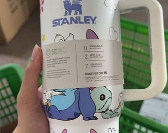 Stitch Tumbler 40oz Cup, Portable Car Mug, Travel Coffee Tumbler, Cute Student Gift Name Engraved 40oz Stitch Cup, Stitch