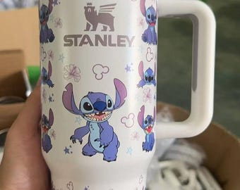 Stitch Tumbler 40oz Cup, Portable Car Mug, Travel Coffee Tumbler, Cute Student Gift Name Engraved 40oz Stitch Cup, Stitch
