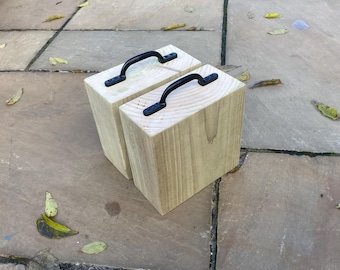 2 x Wooden Rustic Sleeper Door Stops for Indoor And Outdoor Use Durable Natural Wood Design 20cm & 40cm Sizes Easy Installation Versatile