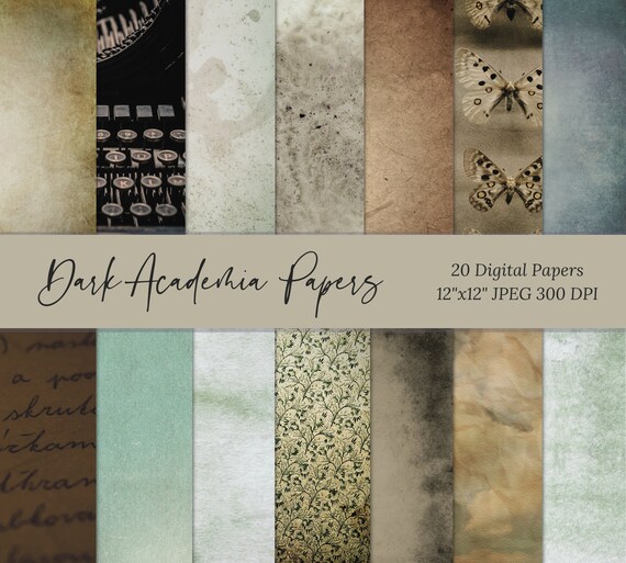 Dark Academia Aesthetic Digital Paper Pack Vintage Printable Etsy