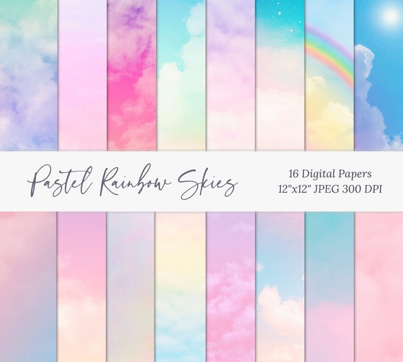 Pastel Sky Background Digital Paper Pack Printable Scrapbook - Etsy