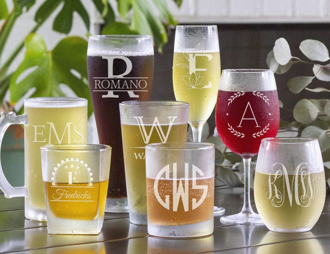 Custom Engraved Glassware, Personalized Logo Drink-ware - Etsy
